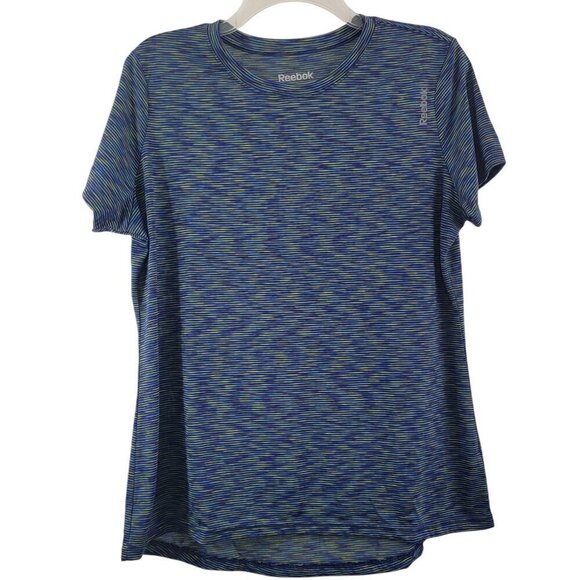 Reebok Women’s Speedwick Performance Blue Space Dye Workout Top – Size Large - Picture 1 of 14